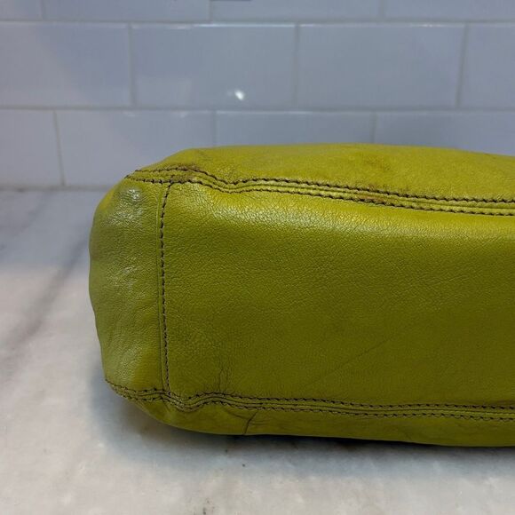 Michael Kors Purse Handbag Leather Lillie Chartreuse Chainlink Hobo Shoulder Bag - Picture 9 of 16
